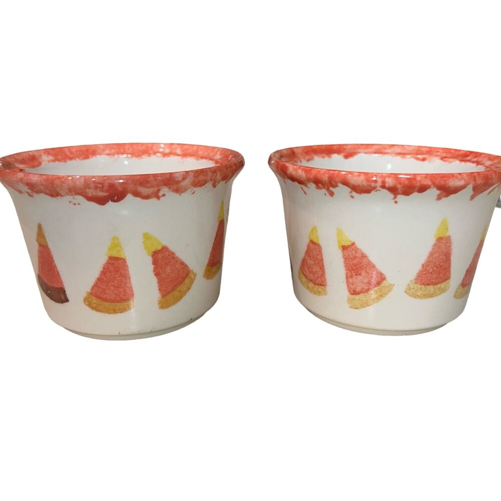 Candy Corn fall home decor set of  pottery bowls made in USA autumn